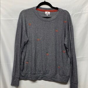 Sundry Cherry Print stripe crewneck sweater sz1